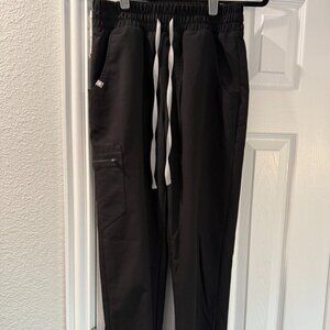 FIGS Zamora Jogger Scrub Pants Black Pull-On Drawstring W20SW2028 Size XS Womens